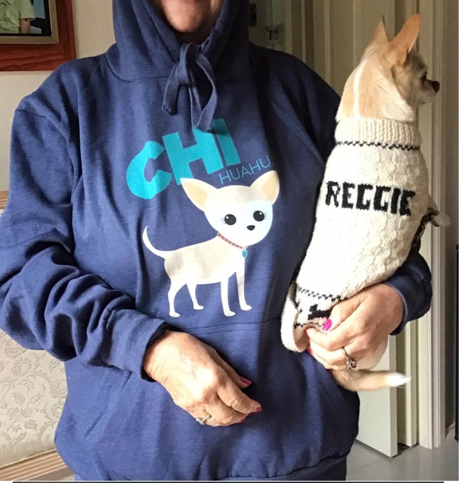 Reggie with a Chihuahua hoodie from Graphic Tees Australia! (Tuesday, 7th of July 2020)