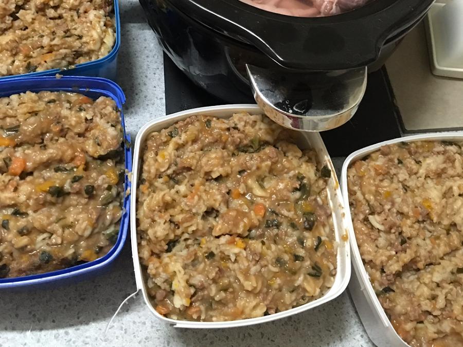 In the fridge, the stew should be OK for three days. Store in any suitable freezer container, but remember to allow the mixture to stand until cool before refrigerating or freezing. Choose container sizes that will let you store three day's worth for each dog you have.