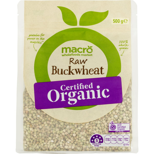500 gram packet of raw buckwheat.